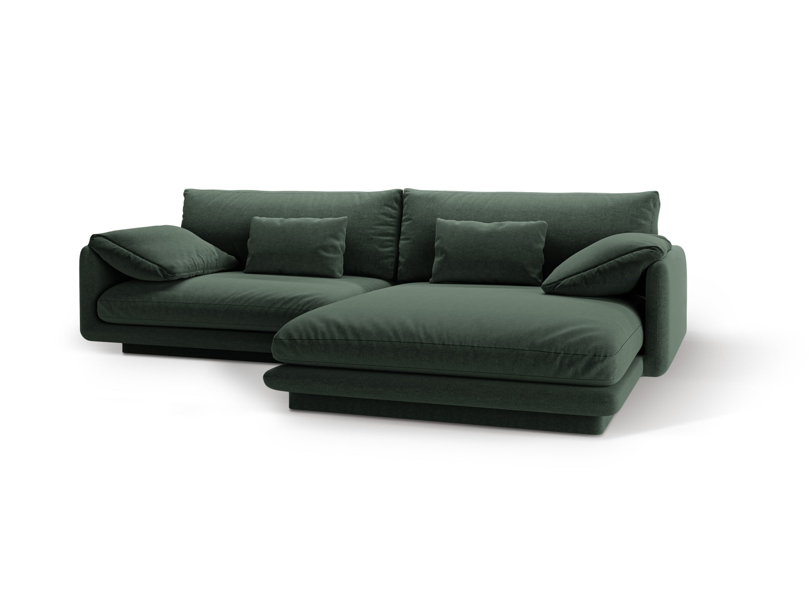 Elegantes Torino Ecksofa rechts, 4-Sitzer in trendigem Moss Green, ideal für stilvolle Wohnräume und entspannte Abende. Hochwertige Verarbeitung von Micadoni.