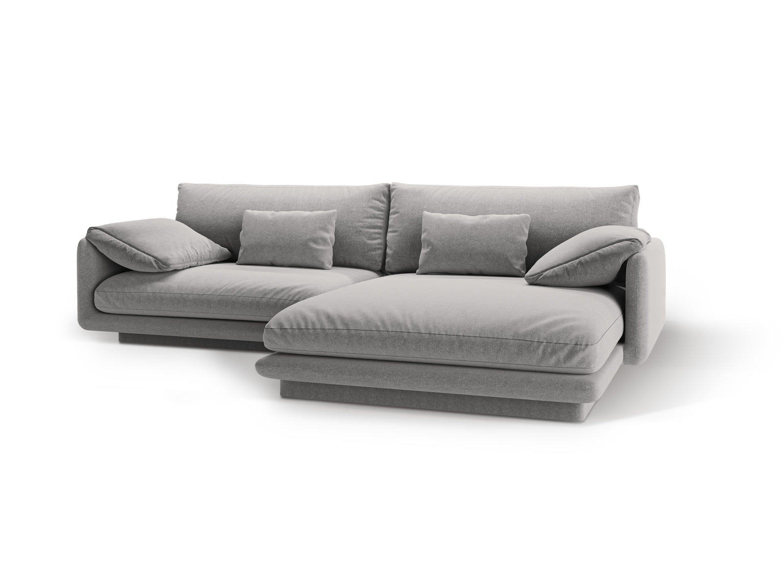 Elegantes Torino Ecksofa rechts in dezentem Grau, ideal für moderne Wohnräume. Geräumiges 4-Sitzer L-Sofa von Micadoni für Komfort und Stil.