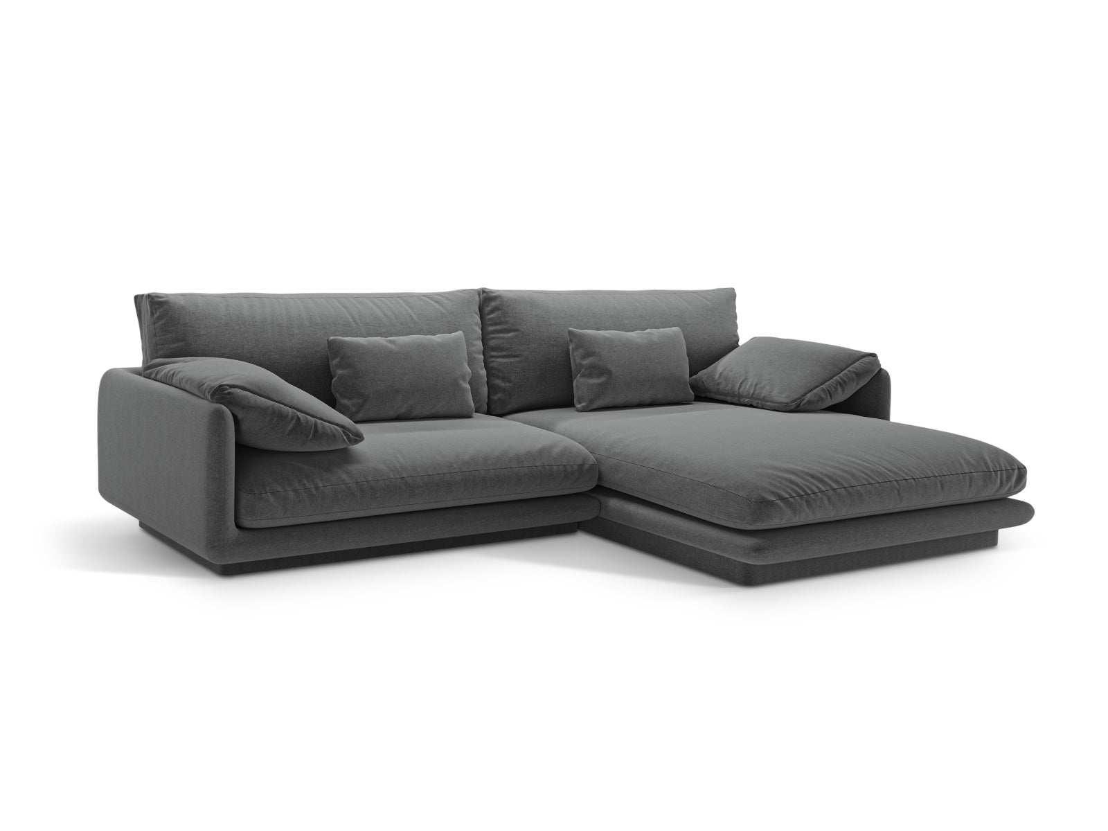 Elegantes Torino Ecksofa rechts im modernen Design, ideal für stilvolle Wohnräume. Komfortables 4-Sitzer-Modell in Dunkelgrau von Micadoni.