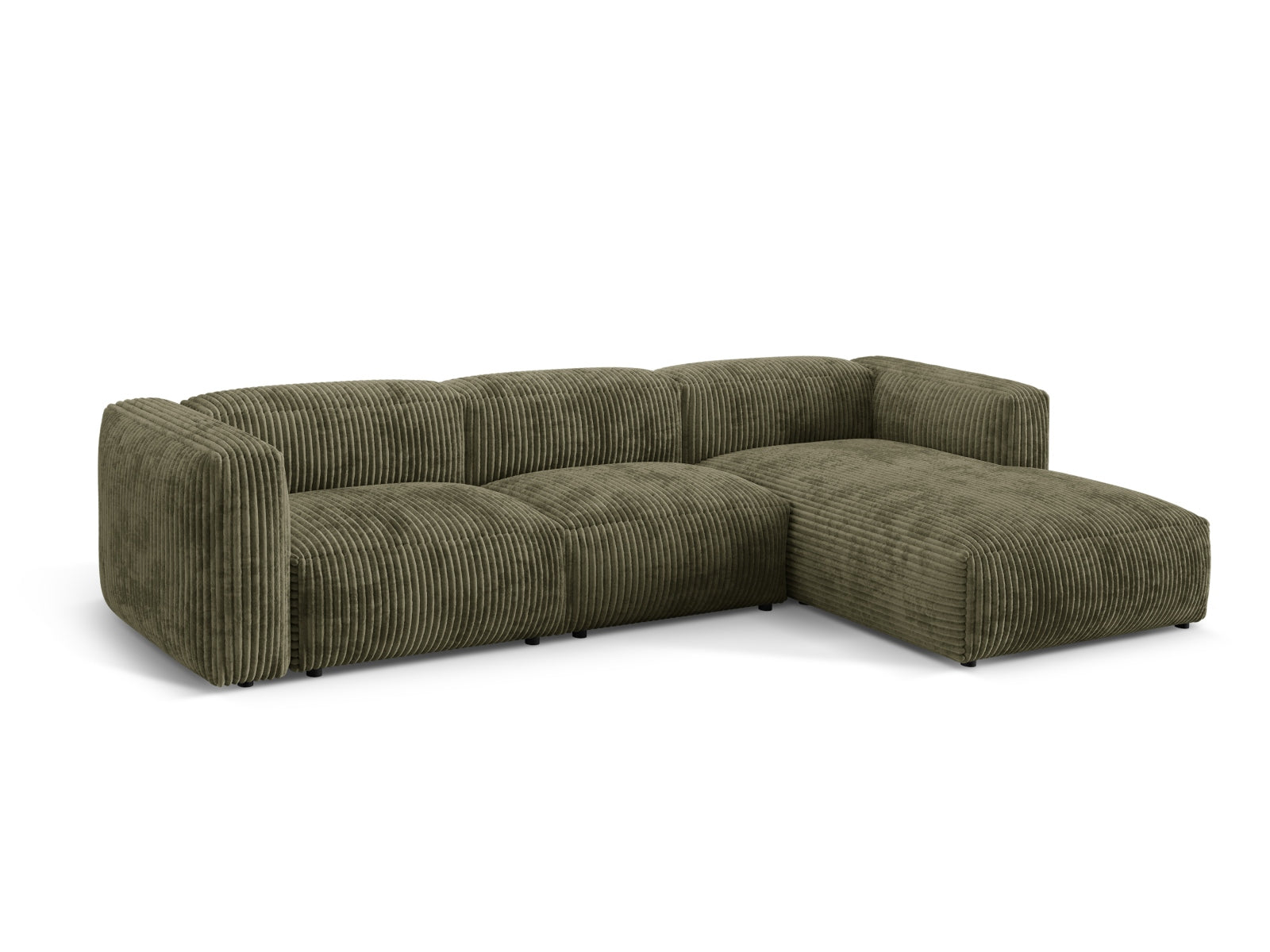 Elegantes Martina Ecksofa in Moss Green-Tilia, ideal für stilvolle Wohnräume. Modulares Design für individuelle Anpassung.