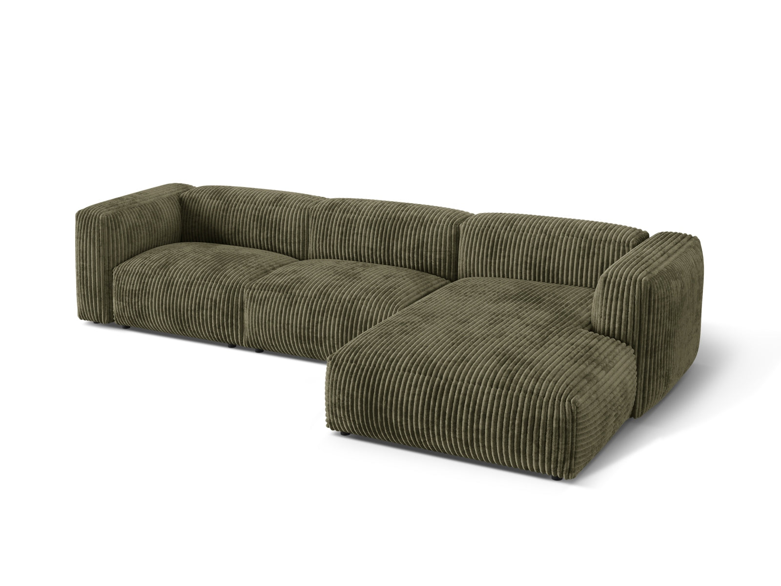 Modernes Martina Ecksofa in Moss Green-Tilia, perfekt für gemütliche Wohnzimmer. Flexibles, modulares Design für persönliche Gestaltung.