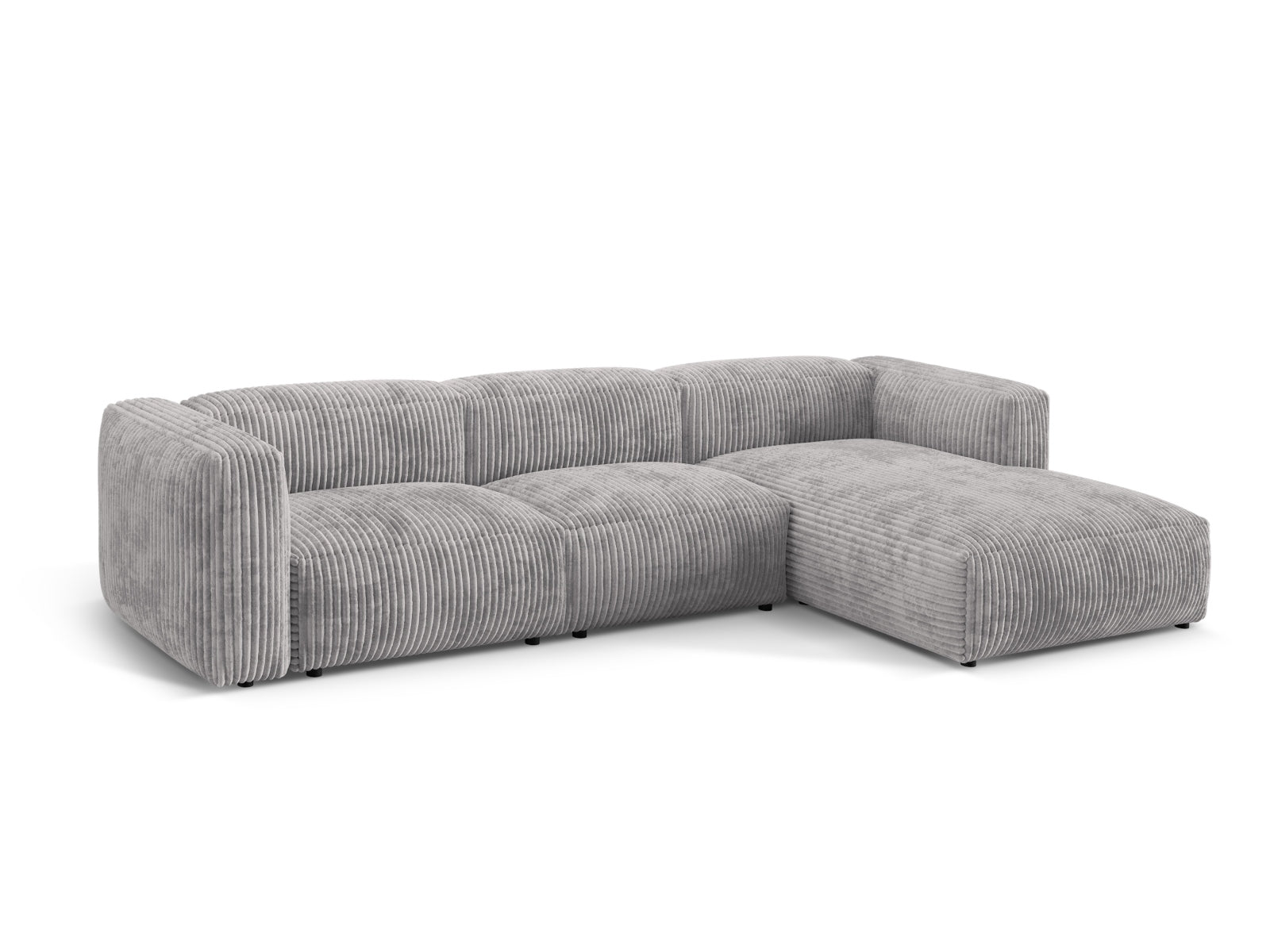 Elegantes Martina Ecksofa in hellem Grau, ideal für moderne Wohnräume. Modulares Design für individuelle Anpassung und Komfort.
