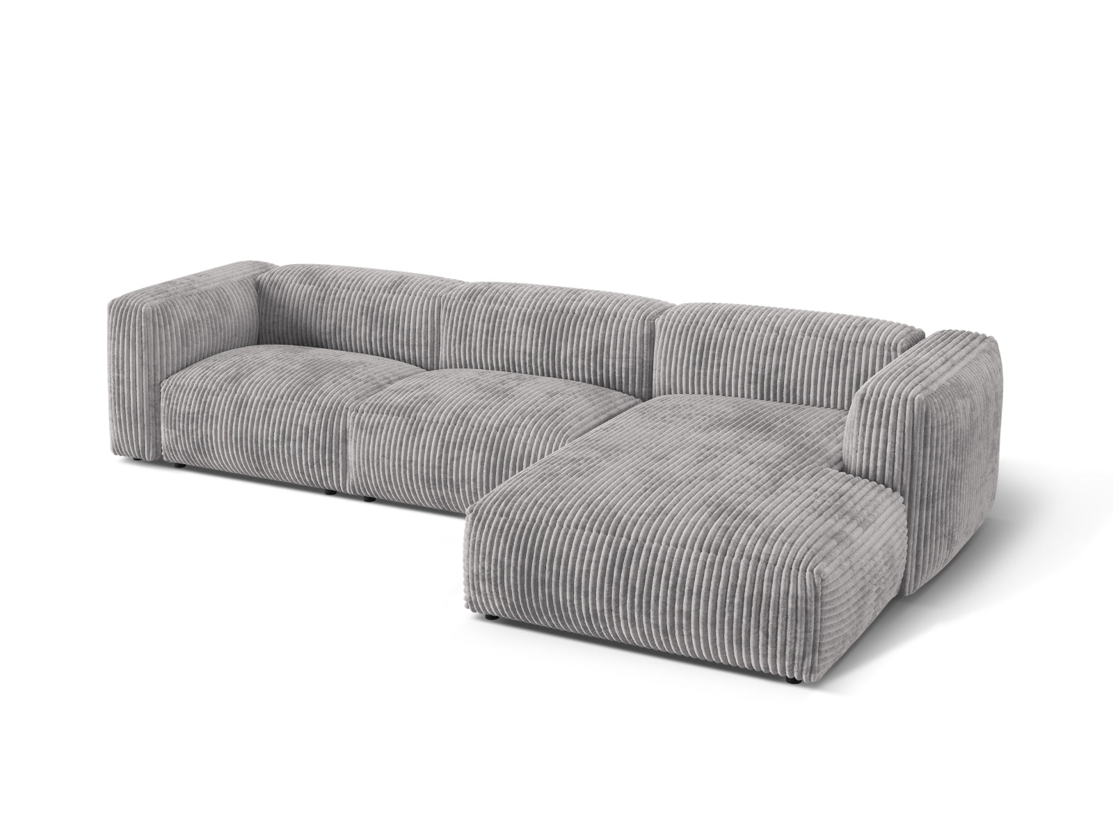 Stylisches Martina Ecksofa in sanftem Grau, perfekt für zeitgemäße Einrichtungen. Flexibles, modulares Konzept für persönlichen Komfort und Stil.