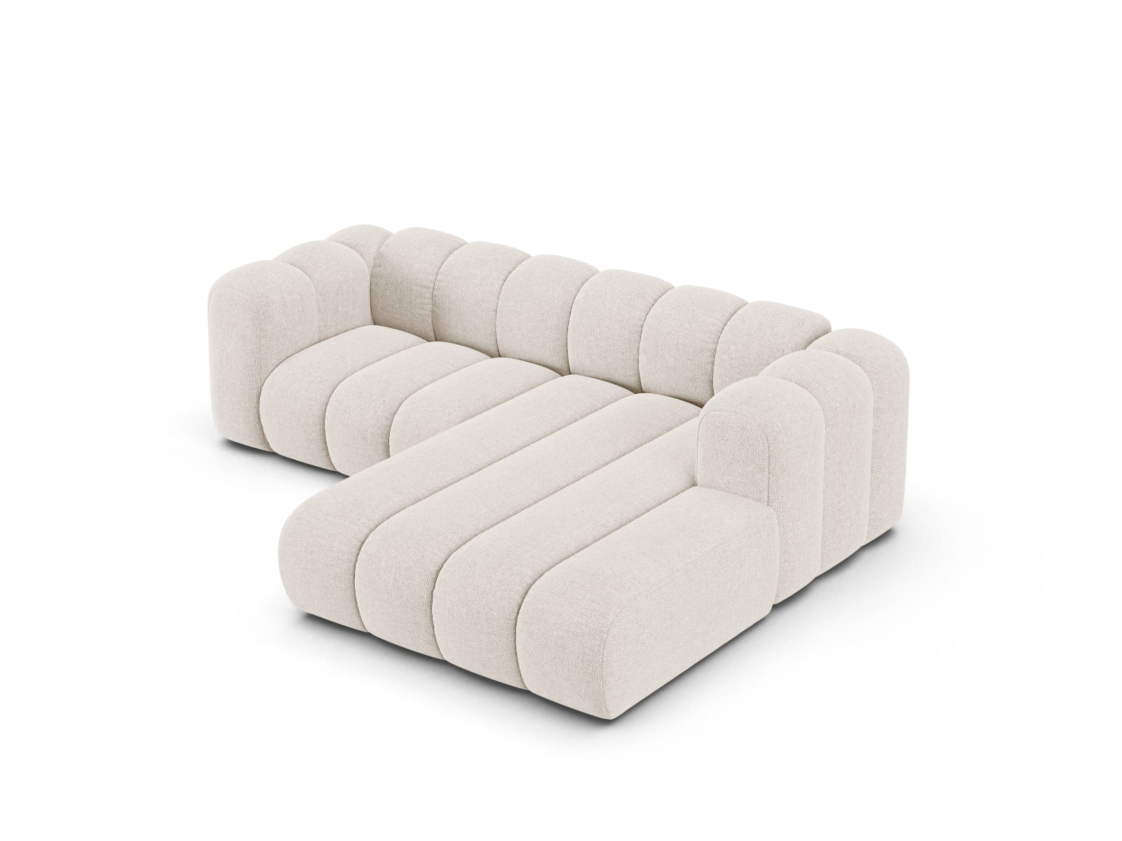 Entdecken Sie das Lupine Modular Ecksofa rechts 3 Sitzer von Micadoni – elegantes Boucle-Design vereint mit höchstem Sitzkomfort für Ihr modernes Wohnzimmer.