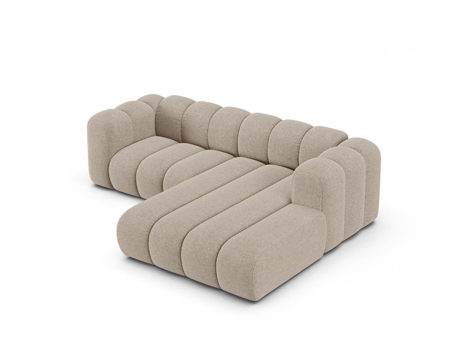 Modulares Ecksofa Lupine rechts, 3-Sitzer in edlem Dunkelbeige, perfekt für zeitgemäße Wohnkonzepte und gemütliche Entspannung.