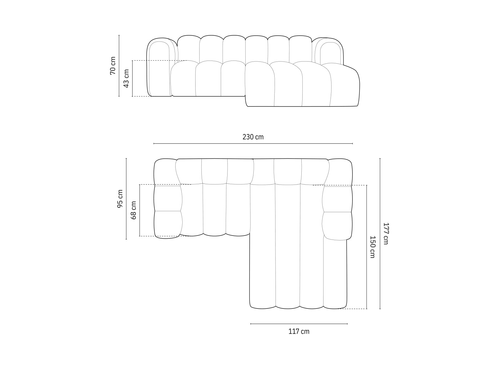 Elegantes Lupine Modular Ecksofa rechts 3 Sitzer in Brick-Eden, ideal für stilvolle Wohnräume und entspannte Stunden mit Freunden.