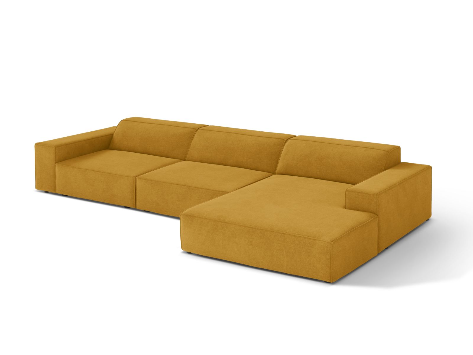Modernes 4-Sitzer Ecksofa Jodie in stilvollem Gelb, ideal für gemütliche Wohnzimmer, präsentiert von Micadoni.