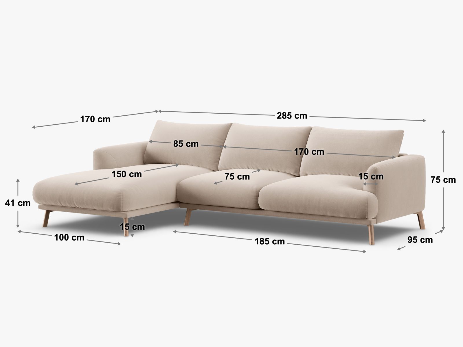 4-Sitzer Ecksofa rechts Naomi in Cappuccino-Liberty präsentiert im Onlineshop von KAQTU Design AG. Ecksofa rechts ist von Micadoni