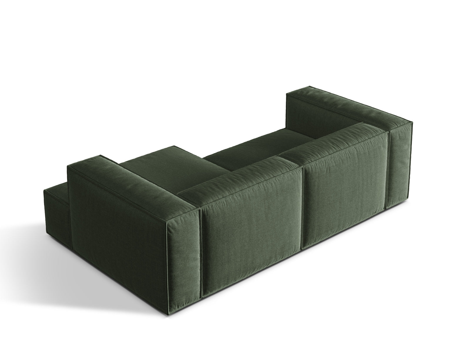 Stilvolles 3-Sitzer Ecksofa rechts Nuria in edlem Moss Green-Liberty, perfekt für entspannte Stunden und zeitgemäße Einrichtung.