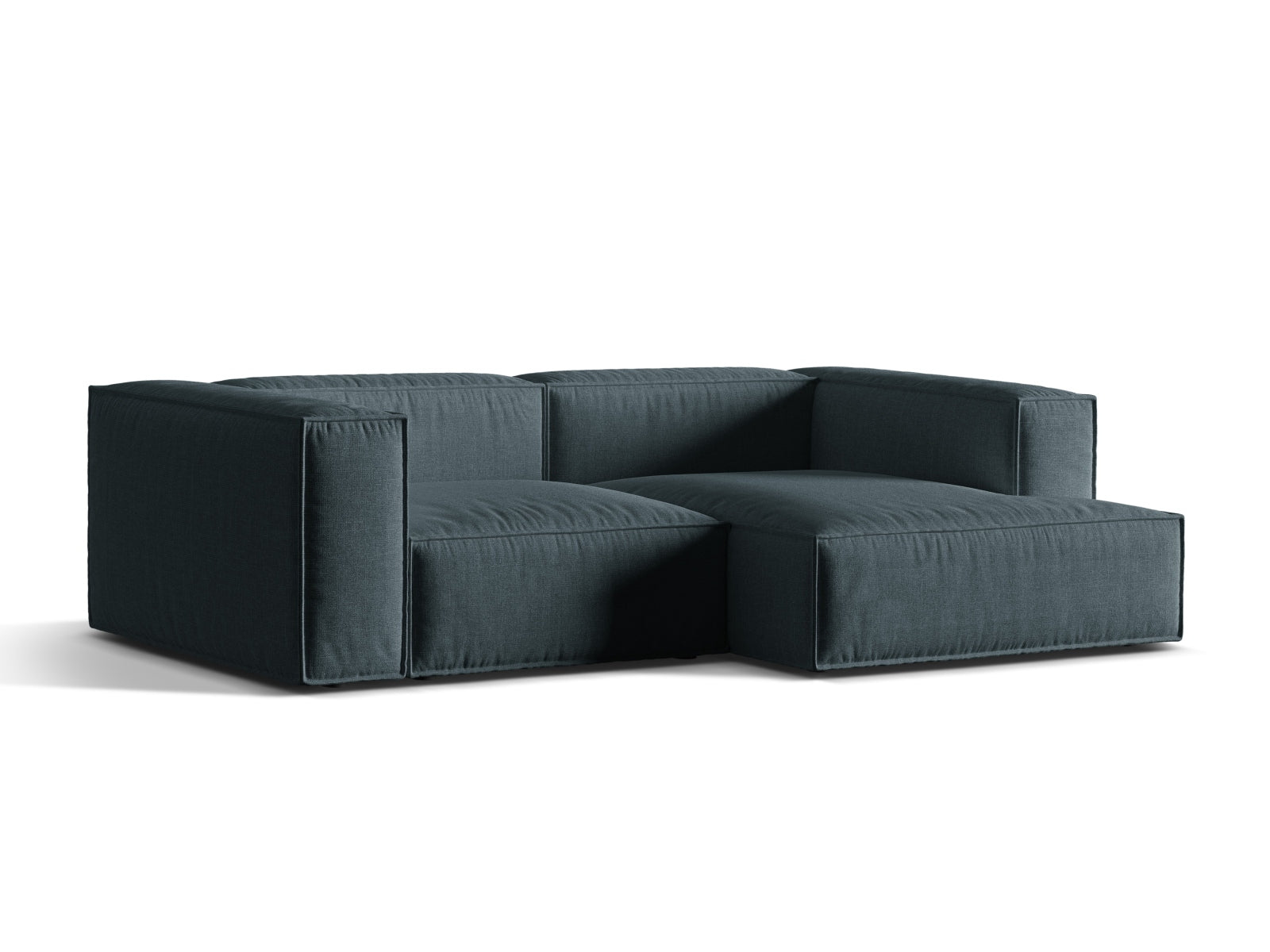 Elegantes 3-Sitzer Ecksofa rechts Nuria in tiefem Petrol, ideal für stilvolle Wohnräume. Hochwertige Verarbeitung von Micadoni.