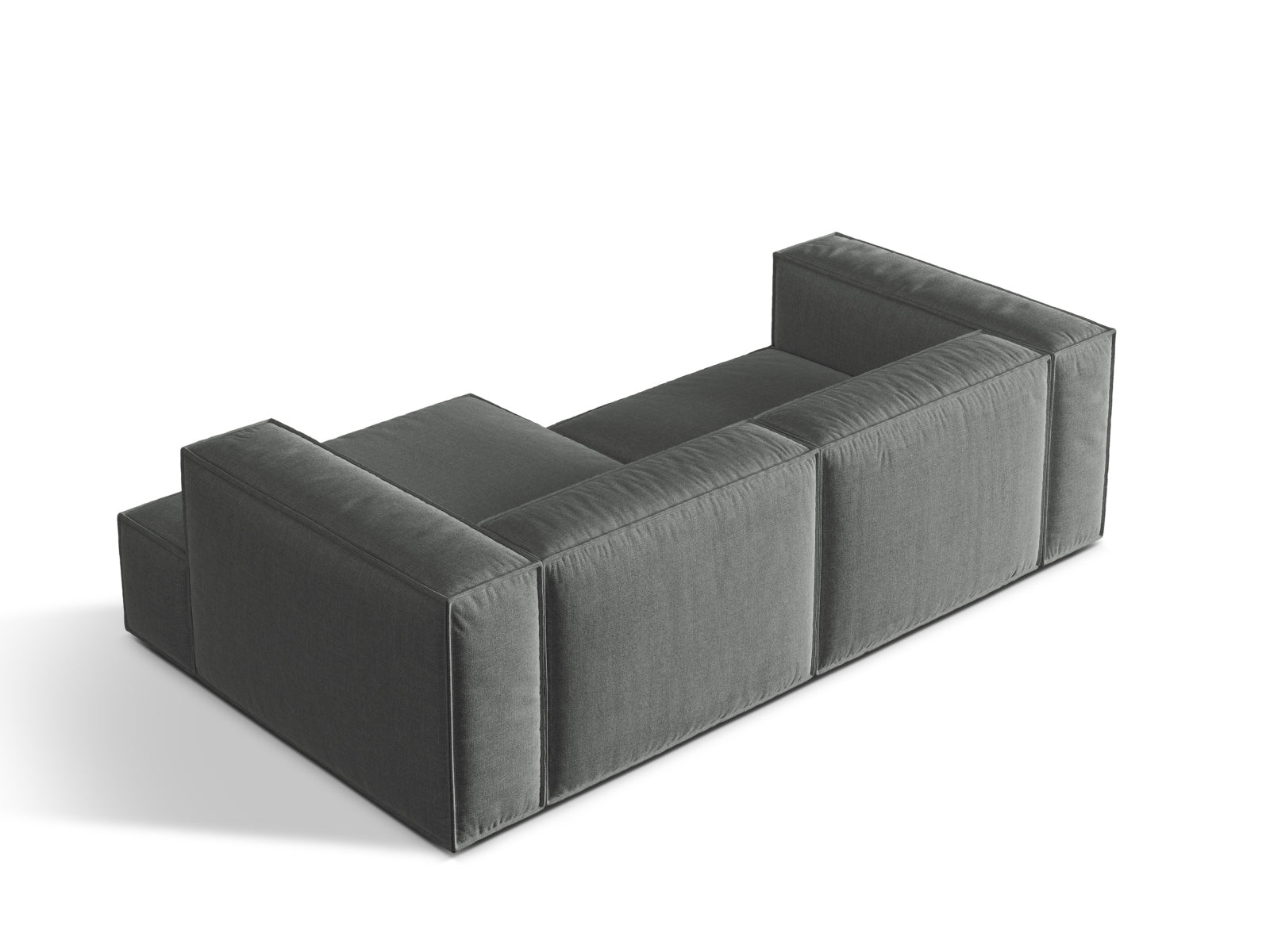 Modernes 3-Sitzer Ecksofa rechts Nuria in schickem Grau, perfekt für entspannte Stunden und einladende Wohnatmosphäre.