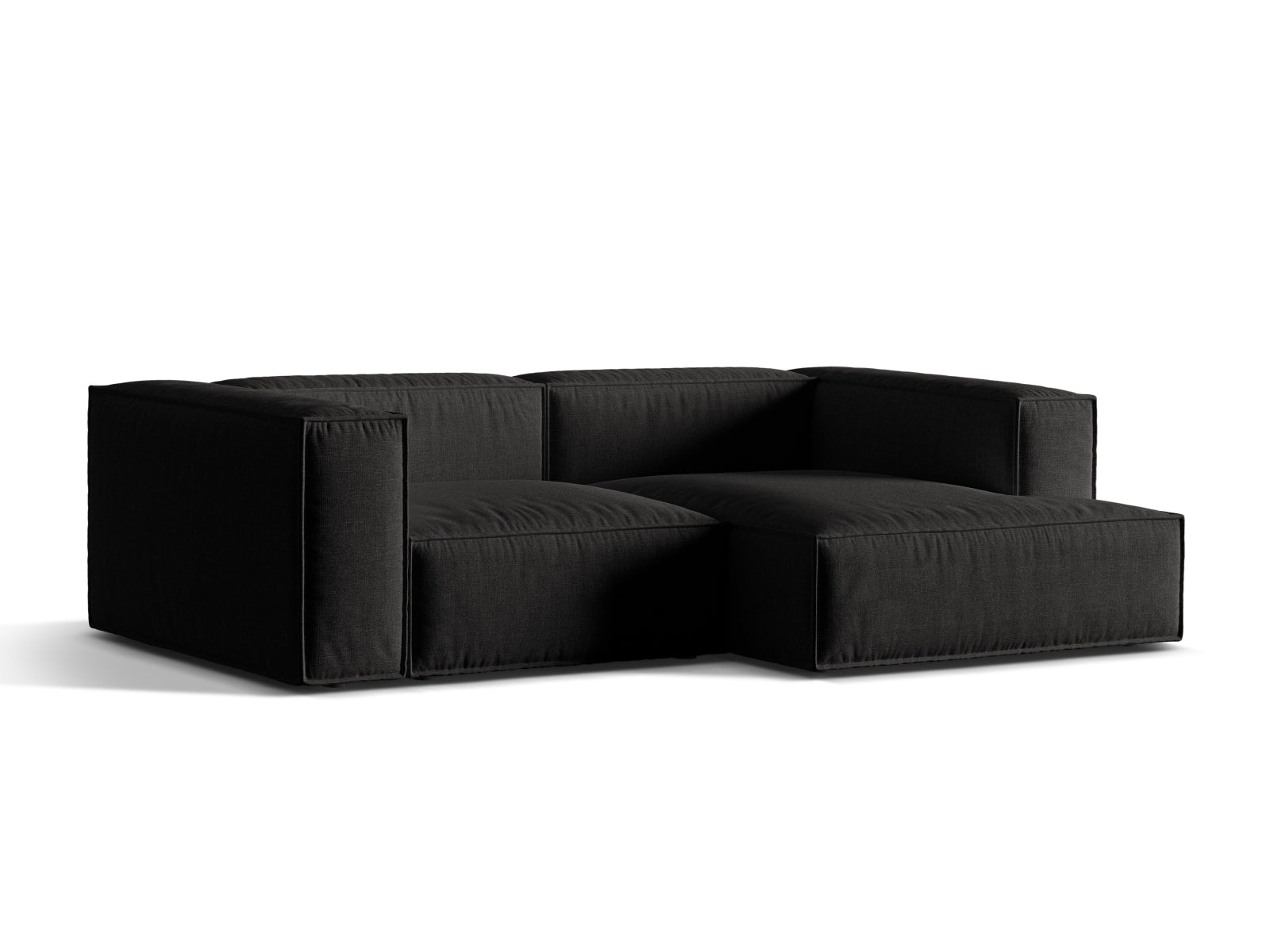 Elegantes 3-Sitzer Ecksofa rechts Nuria in stilvollem Schwarz, ideal für moderne Wohnräume, von Micadoni.