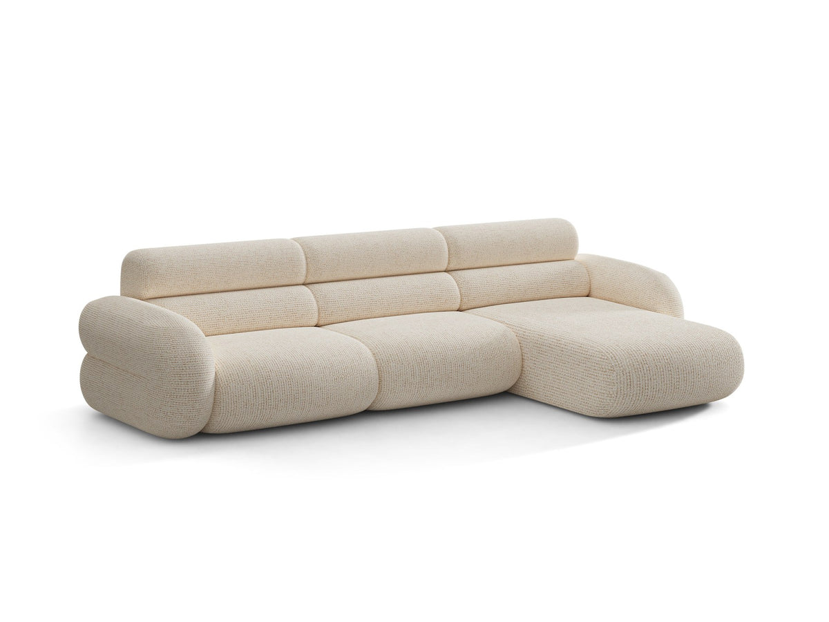 Neo Linkes Ecksofa von Micadoni in dunklem Olivgrün, L-Form mit hoher Rückenlehne, strukturiertem Baloo-Stoff und schwarzen Kunststoffbeinen.