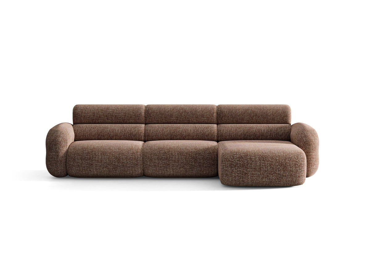 Neo Linkes Ecksofa von Micadoni in dunklem Olivgrün, L-Form mit hoher Rückenlehne, strukturiertem Baloo-Stoff und schwarzen Kunststoffbeinen.