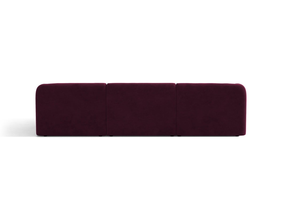 Dunkelbeiges L-Sofa Miley von Micadoni mit Bluvel-Stoffbezug, schwarzen Kunststoffbeinen und modularer Bauweise, rechts ausgerichtet.