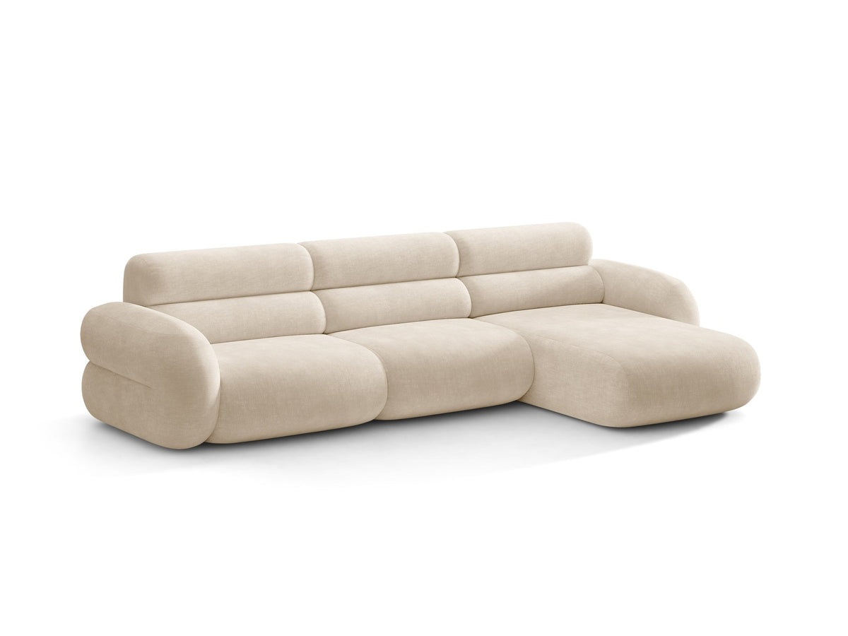 Neo Linkes Ecksofa von Micadoni in dunklem Olivgrün, L-Form mit hoher Rückenlehne, strukturiertem Baloo-Stoff und schwarzen Kunststoffbeinen.
