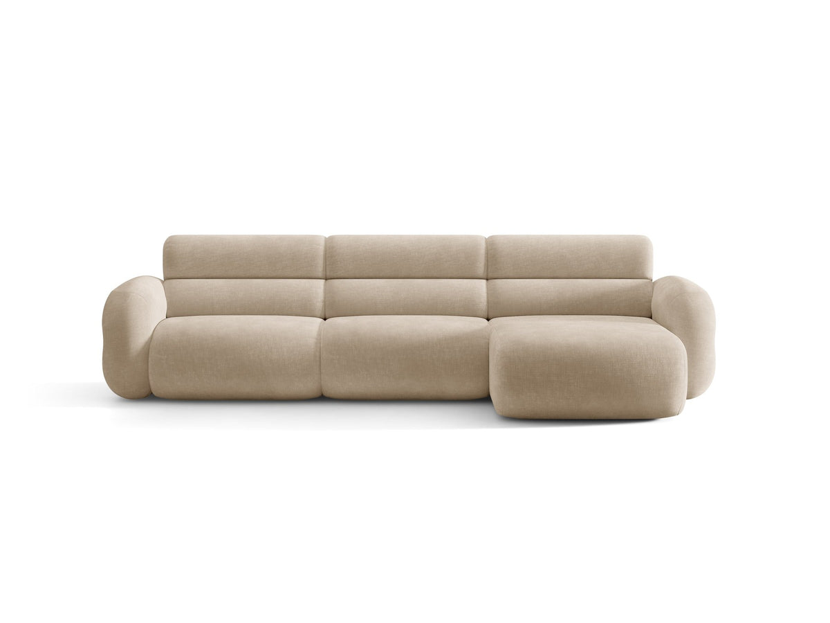 Neo Linkes Ecksofa von Micadoni in dunklem Olivgrün, L-Form mit hoher Rückenlehne, strukturiertem Baloo-Stoff und schwarzen Kunststoffbeinen.