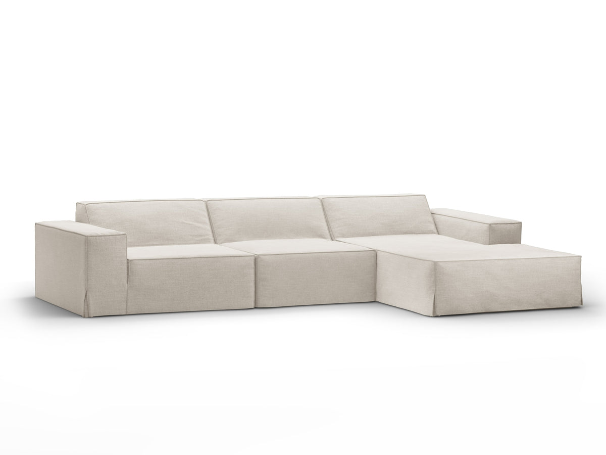 Jodie Modular Ecksofa rechts 4 Sitzer mit abnehmbaren Bezug in Natural-LINS präsentiert im Onlineshop von KAQTU Design AG. L-Sofa rechts ist von Micadoni