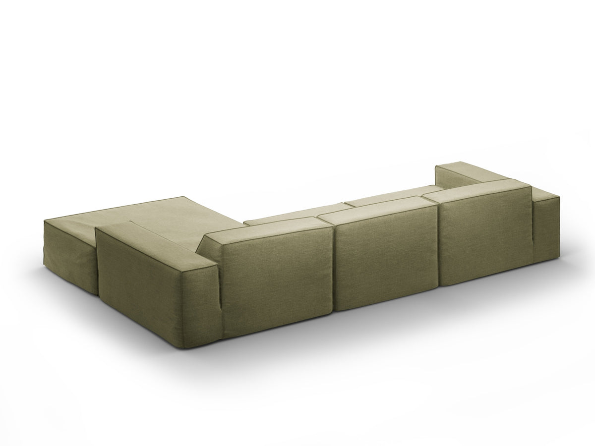 Jodie Modular Ecksofa rechts 4 Sitzer mit abnehmbaren Bezug in Light Green-LINS präsentiert im Onlineshop von KAQTU Design AG. L-Sofa rechts ist von Micadoni