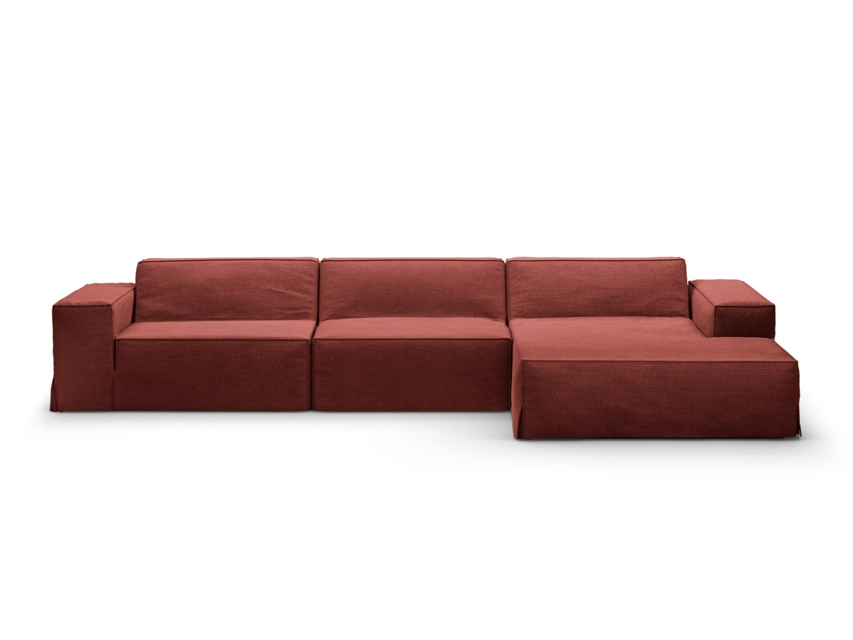 Jodie Modular Ecksofa rechts 4 Sitzer mit abnehmbaren Bezug in Cherrywood-LINS präsentiert im Onlineshop von KAQTU Design AG. L-Sofa rechts ist von Micadoni