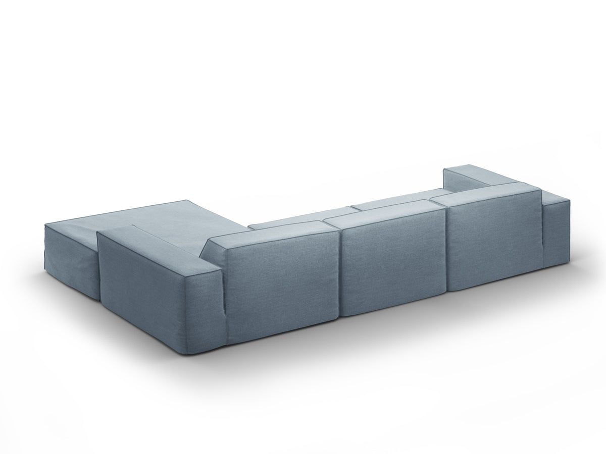 Jodie Modular Ecksofa rechts 4 Sitzer mit abnehmbaren Bezug in Muted Blue-LINS präsentiert im Onlineshop von KAQTU Design AG. L-Sofa rechts ist von Micadoni
