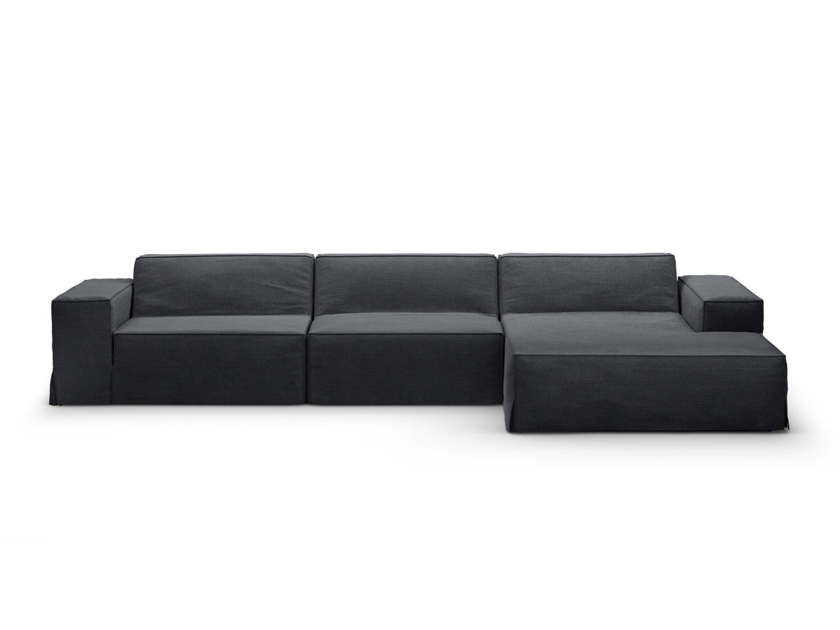 Jodie Modular Ecksofa rechts 4 Sitzer mit abnehmbaren Bezug in Grey und Blue-LINS präsentiert im Onlineshop von KAQTU Design AG. L-Sofa rechts ist von Micadoni