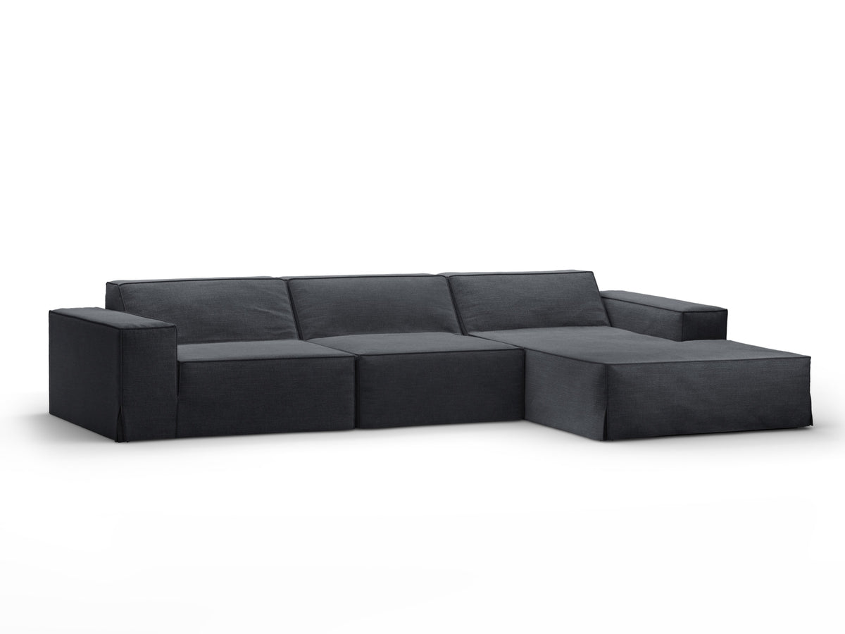 Jodie Modular Ecksofa rechts 4 Sitzer mit abnehmbaren Bezug in Grey und Blue-LINS präsentiert im Onlineshop von KAQTU Design AG. L-Sofa rechts ist von Micadoni