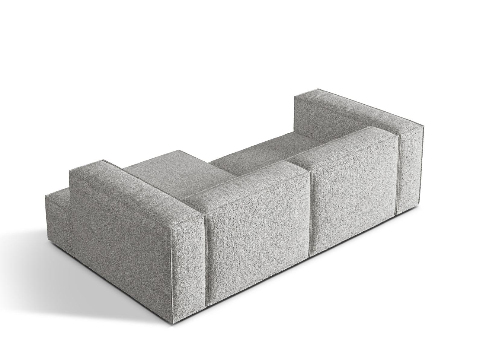 Elegantes Nuria Boucle Ecksofa in Silber, 3-Sitzer, rechts, ideal für stilvolle Wohnräume und entspannte Abende.