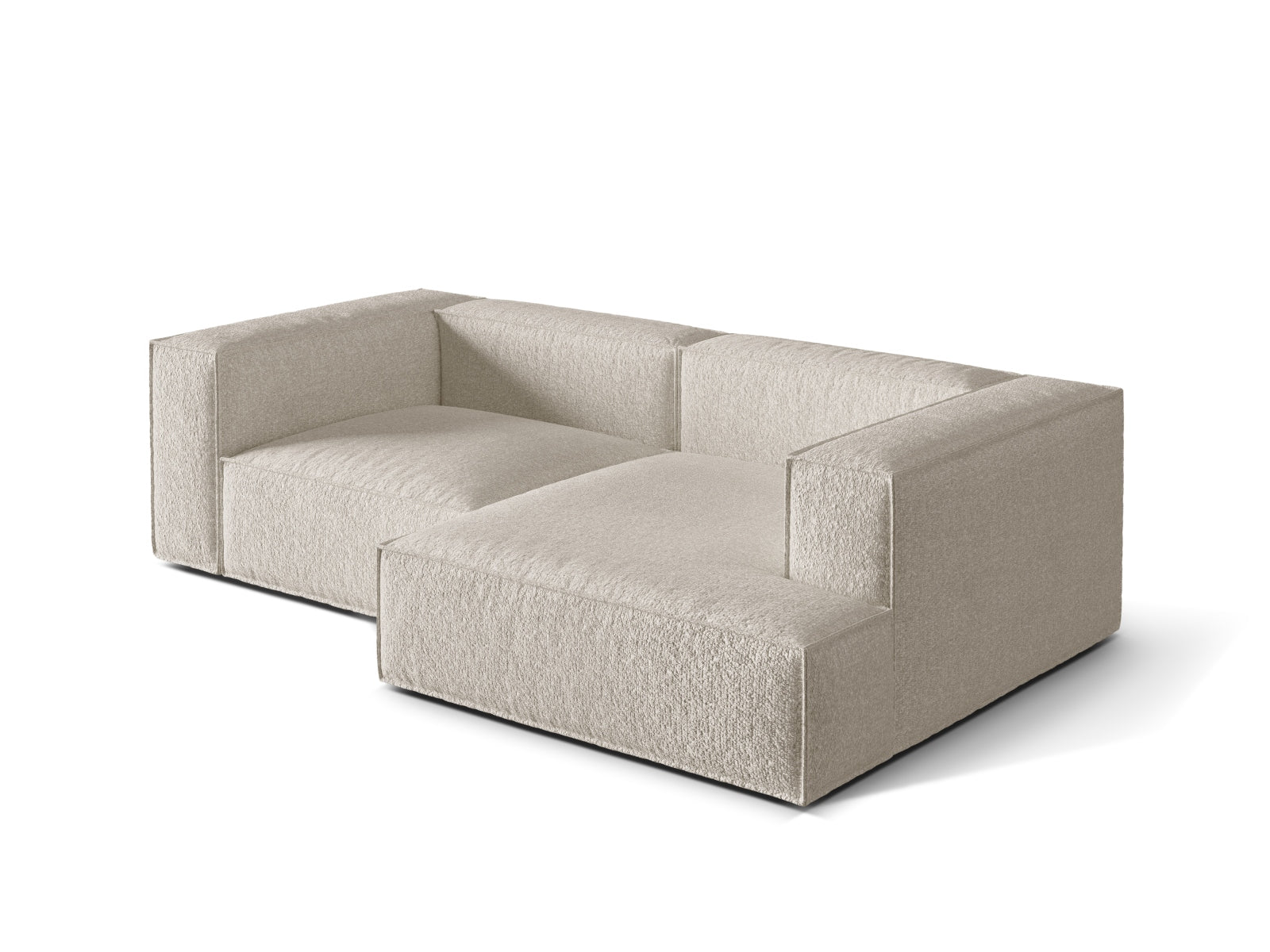Beige Nuria Boucle Ecksofa rechts, 3-Sitzer, elegantes L-Sofa von Micadoni, perfekt für zeitgemäße Inneneinrichtungen.