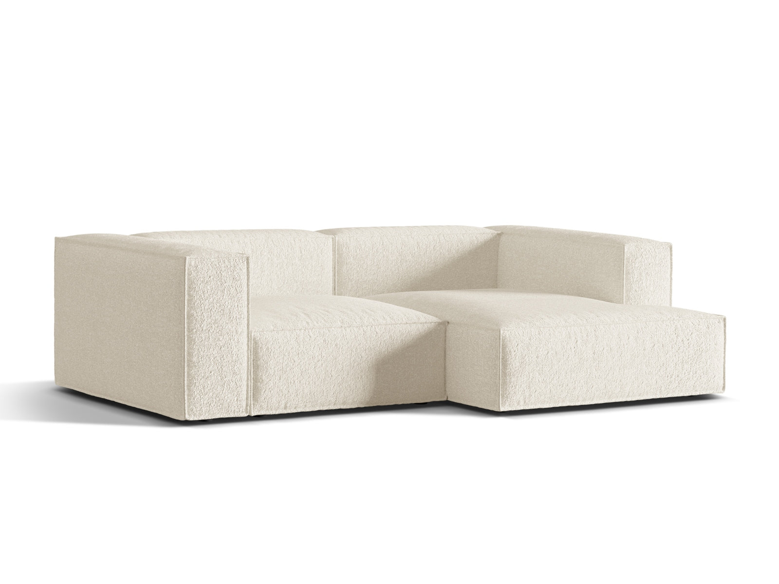 Elegantes Nuria Boucle Modular Ecksofa in Ivory-Monet, 3-Sitzer, ideal für stilvolle Wohnräume, erhältlich bei KAQTU Design AG.