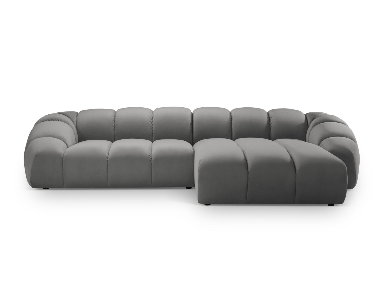 Diana Velour Ecksofa rechts 4 Sitzer in Grey präsentiert im Onlineshop von KAQTU Design AG. Ecksofa rechts ist von Micadoni