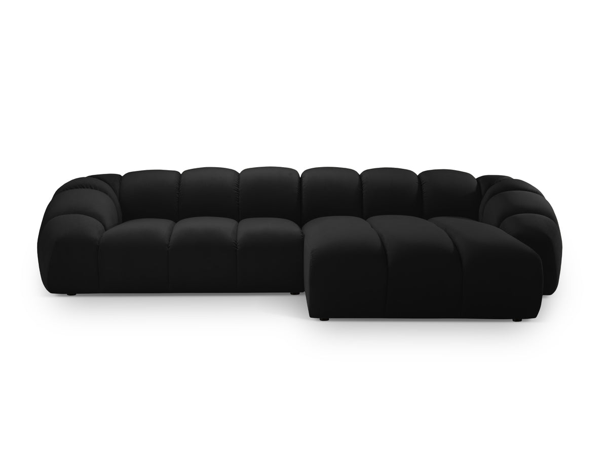 Diana Velour Ecksofa rechts 4 Sitzer in Black-Salvador präsentiert im Onlineshop von KAQTU Design AG. L-Sofa rechts ist von Micadoni