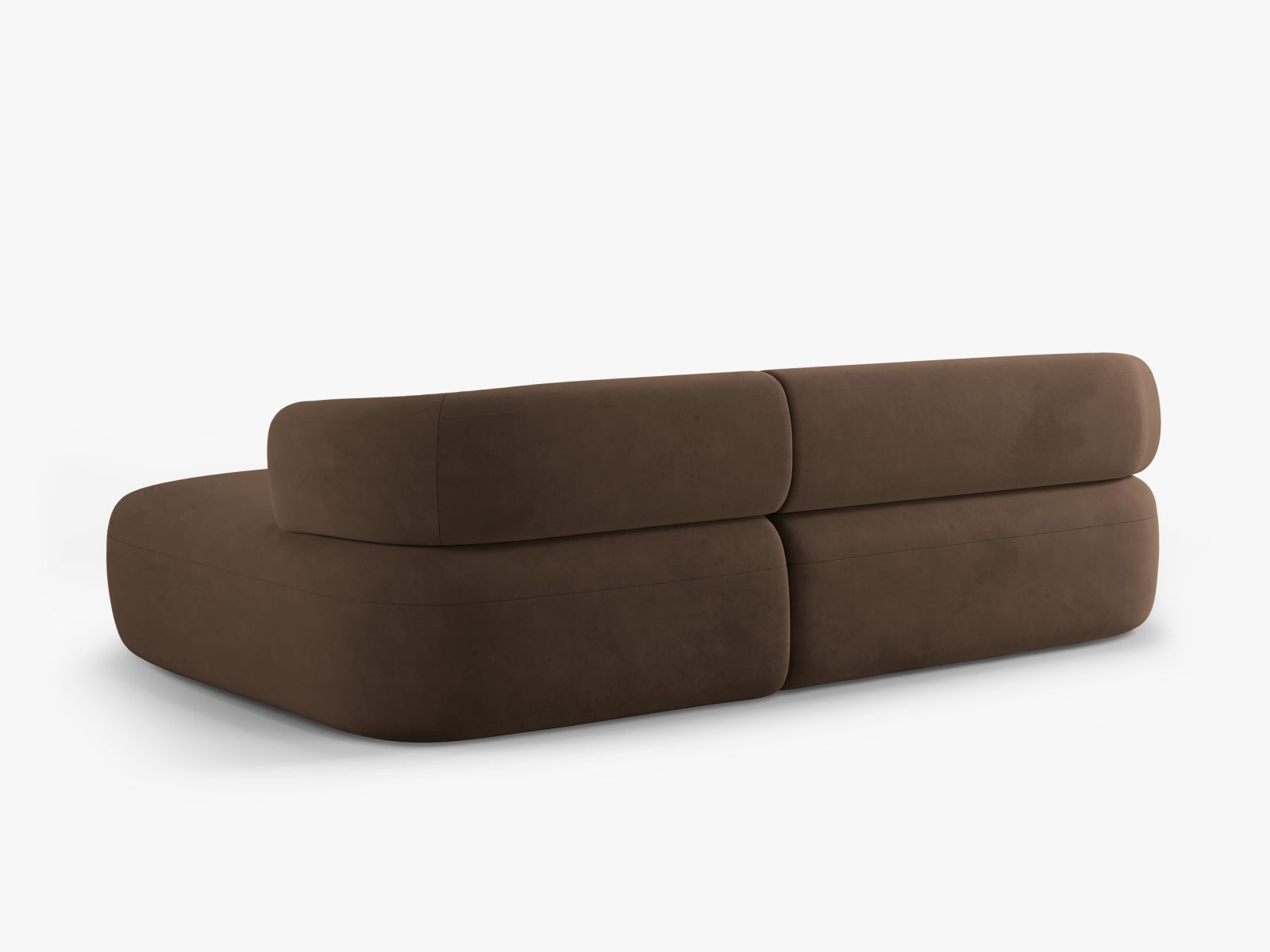 Elegantes Jenny Velour Ecksofa rechts, 5-Sitzer in luxuriösem Chocolate-Salvador, ideal für stilvolle Wohnräume und entspannte Abende.