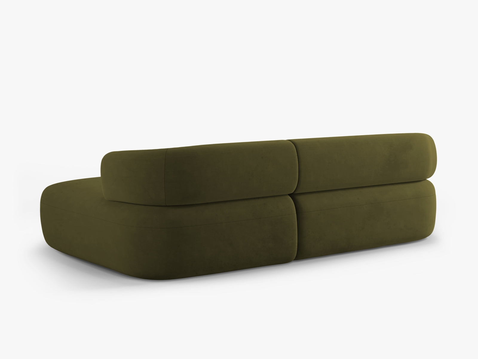Elegantes 5-Sitzer Ecksofa Jenny aus Velours in modernem Grün, ideal für stilvolle Wohnräume. Hochwertige Verarbeitung von Micadoni.