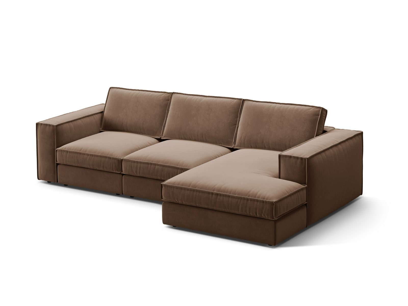 Elegantes 3-Sitzer Ecksofa Pola in Chocolate-Salvador, ideal für stilvolle Wohnräume, präsentiert von Micadoni.