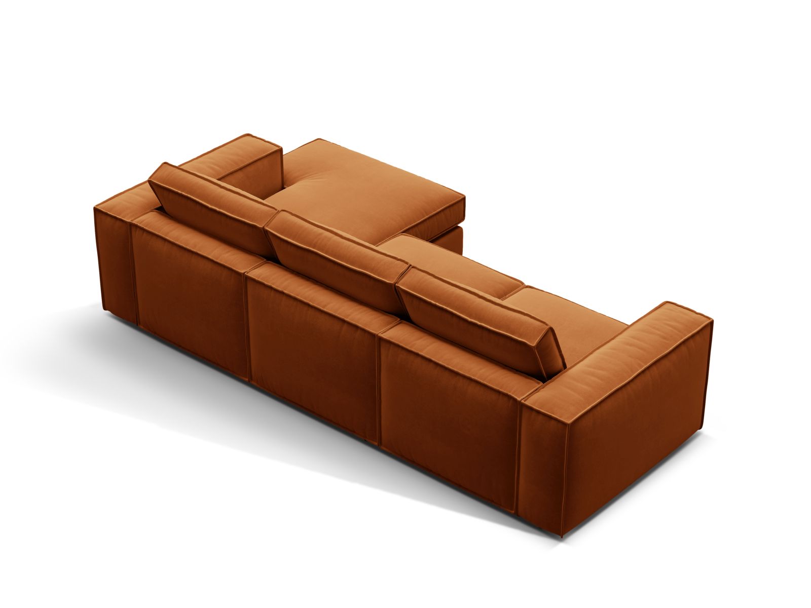 Modulares 3-Sitzer Ecksofa Pola in ansprechendem Terracotta, perfekt für moderne Wohnkonzepte und gemütliche Abende.
