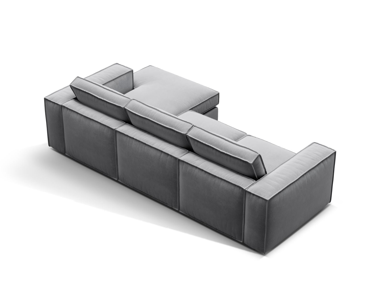 Stylisches 3-Sitzer Ecksofa Pola in modernem Grau, rechtsseitig, perfekt für gemütliche Abende und stilvolle Wohnräume.