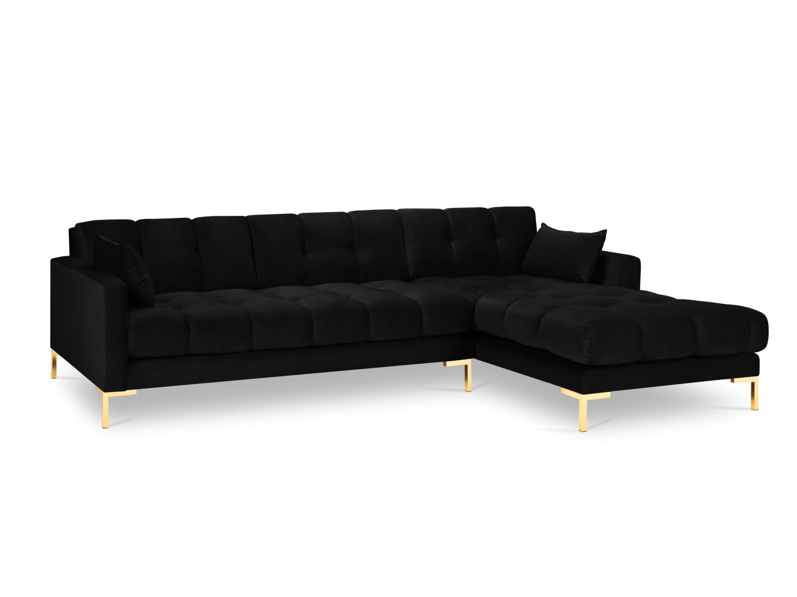 Erleben Sie das Mamaia Velour Ecksofa rechts von Micadoni – ein 5-Sitzer, der Stil, Komfort und Funktionalität vereint und Ihr Wohnzimmer aufwertet.