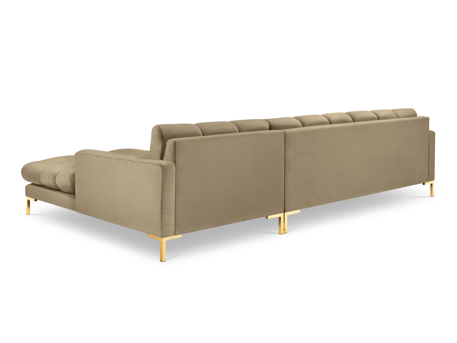 Entdecken Sie das elegante Mamaia Velour Ecksofa rechts von Micadoni – ein 5-Sitzer, der höchsten Komfort und stilvolles Design für Ihr Zuhause bietet.
