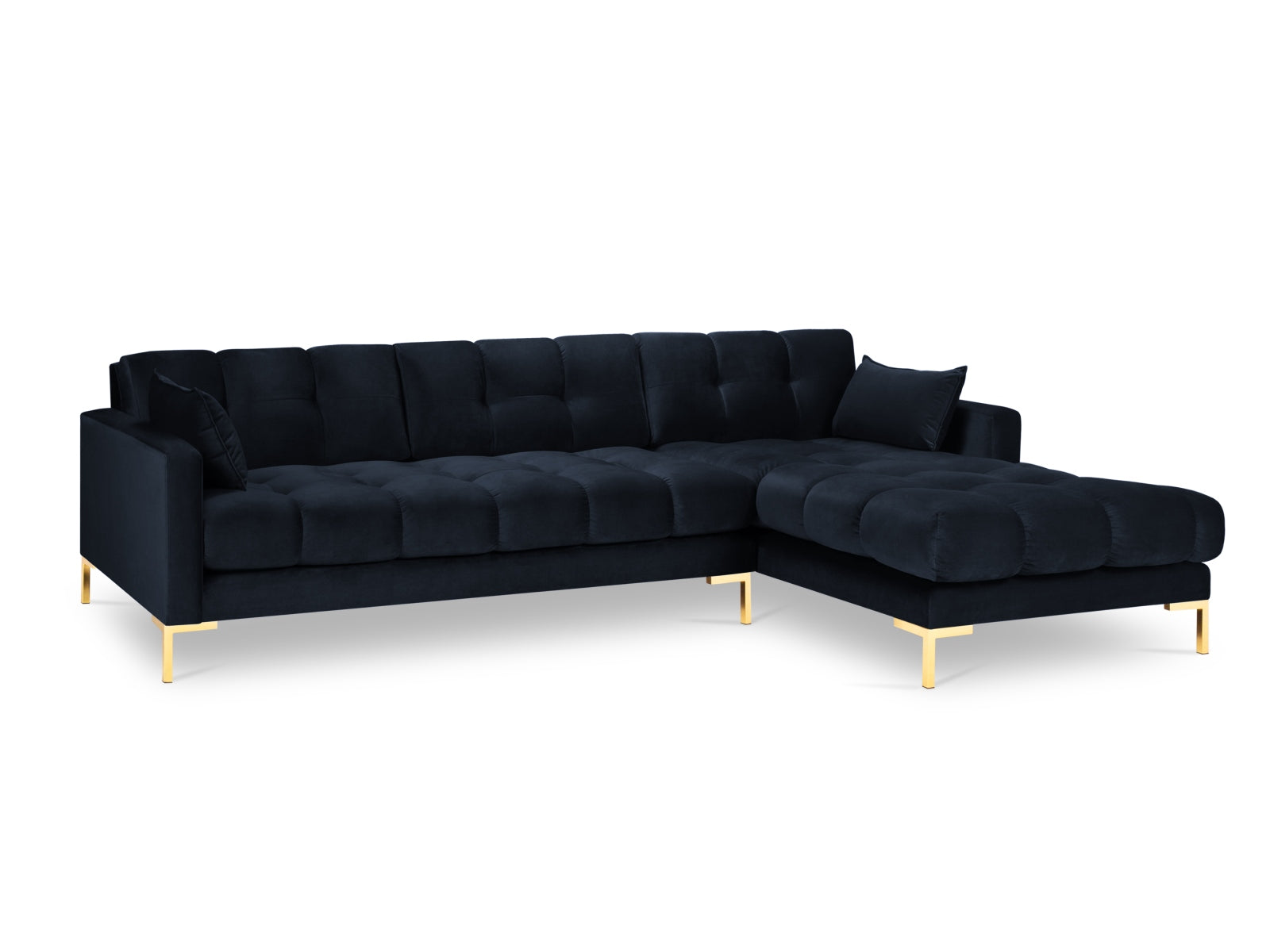 Erleben Sie das Mamaia Velour Ecksofa rechts von Micadoni – ein 5-Sitzer, der Stil, Komfort und Funktionalität vereint und Ihr Wohnzimmer aufwertet.