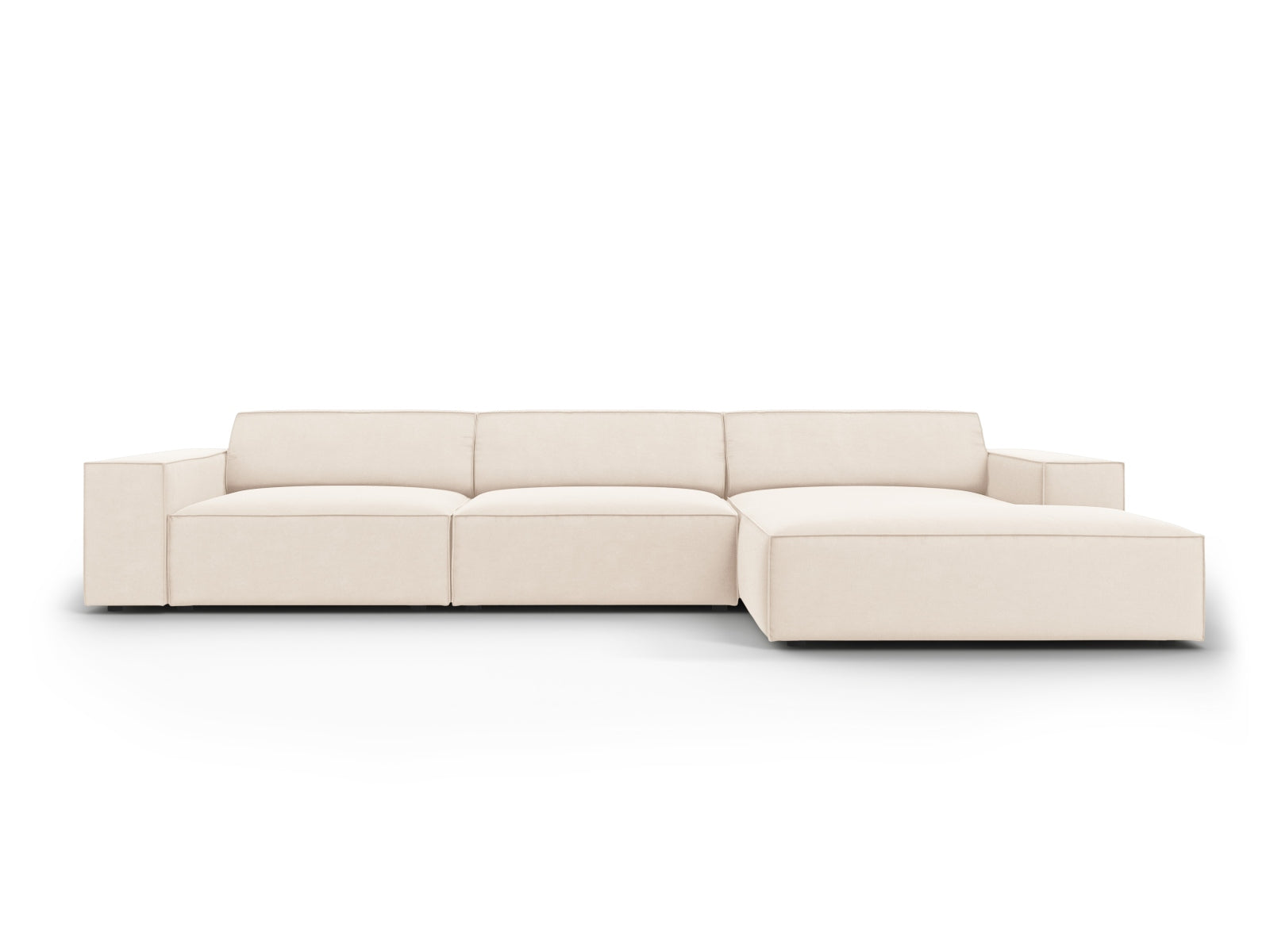 Jodie Velour modulares Ecksofa rechts 4 Sitzer in Light Beige-Bluvel präsentiert im Onlineshop von KAQTU Design AG. L-Sofa rechts ist von Micadoni