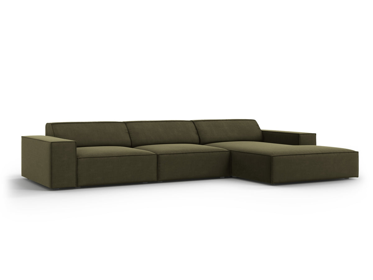 Jodie Velour modulares Ecksofa rechts 4 Sitzer in Green-Bluvel präsentiert im Onlineshop von KAQTU Design AG. L-Sofa rechts ist von Micadoni