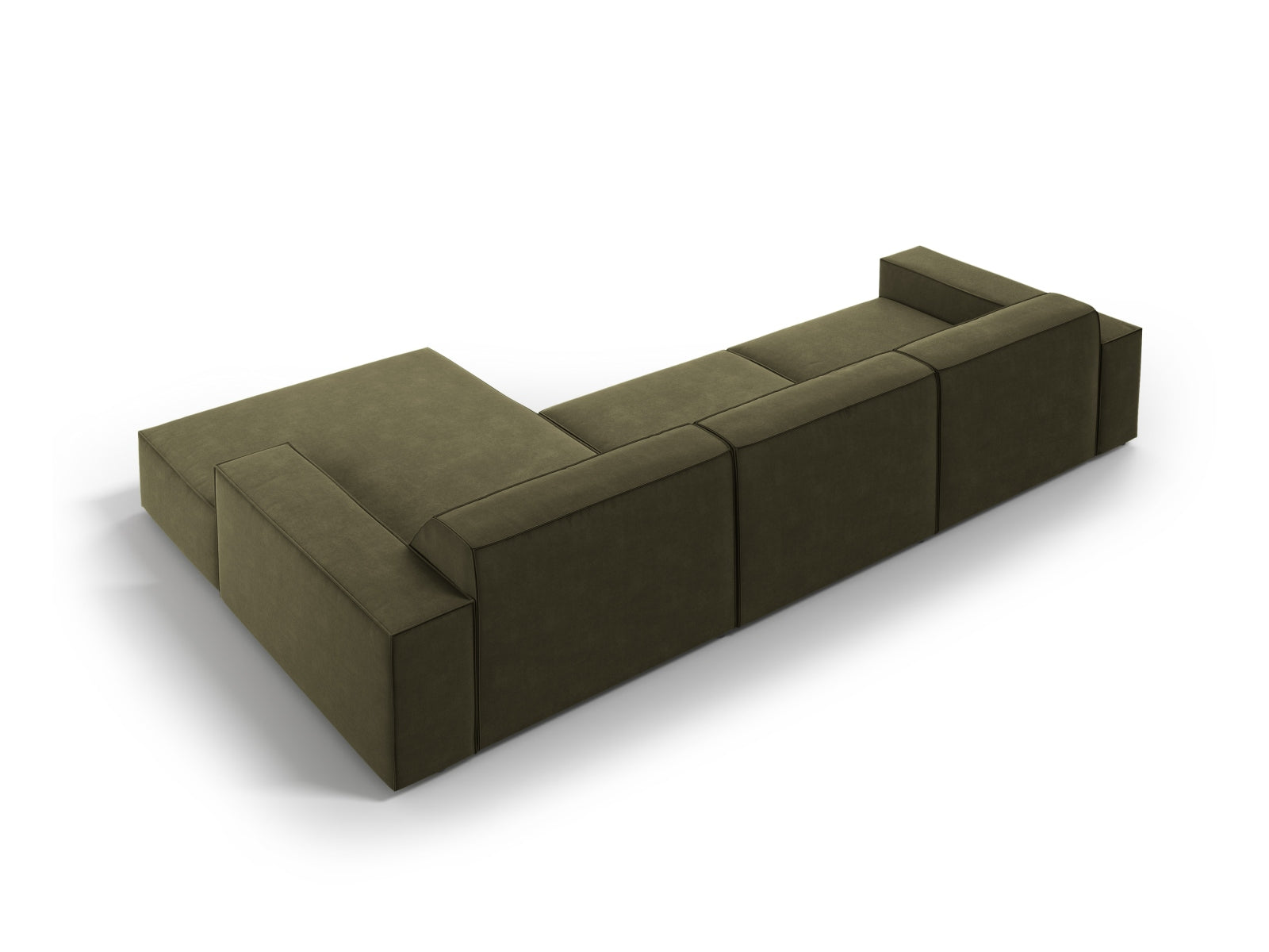 Modulares Jodie Velour Ecksofa in edlem Grün-Blau, perfekt für vier Personen, vereint modernes Design mit hervorragendem Komfort.