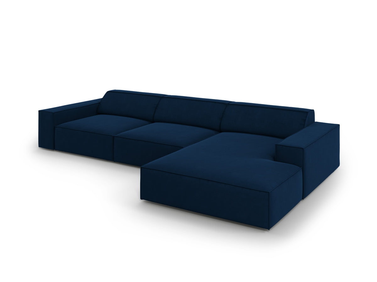 Jodie Velour modulares Ecksofa rechts 4 Sitzer in Royal Blue-Bluvel präsentiert im Onlineshop von KAQTU Design AG. L-Sofa rechts ist von Micadoni