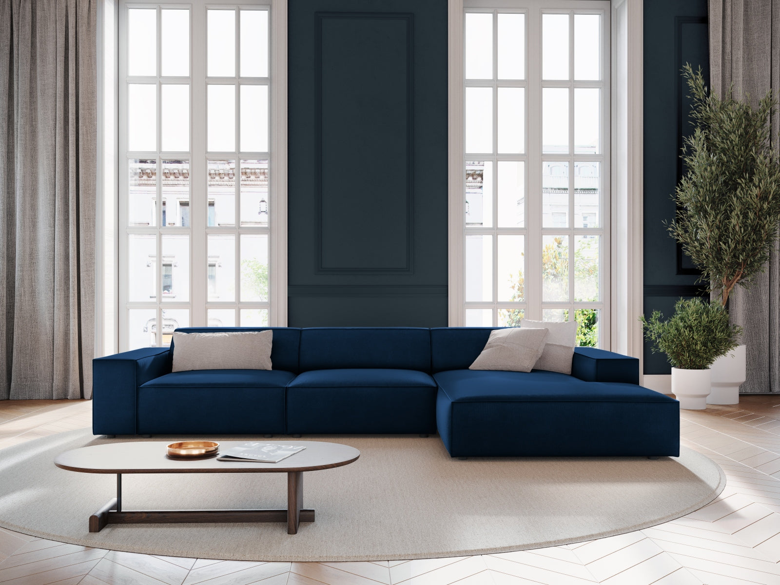 Entdecken Sie das elegante Jodie Velour Ecksofa rechts von Micadoni – ein 4-Sitzer, der Komfort und Stil vereint. Ideal für Ihr modernes Wohnzimmer!