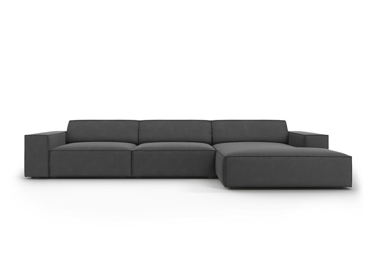 Jodie Velour modulares Ecksofa rechts 4 Sitzer in Grey-Bluvel präsentiert im Onlineshop von KAQTU Design AG. L-Sofa rechts ist von Micadoni