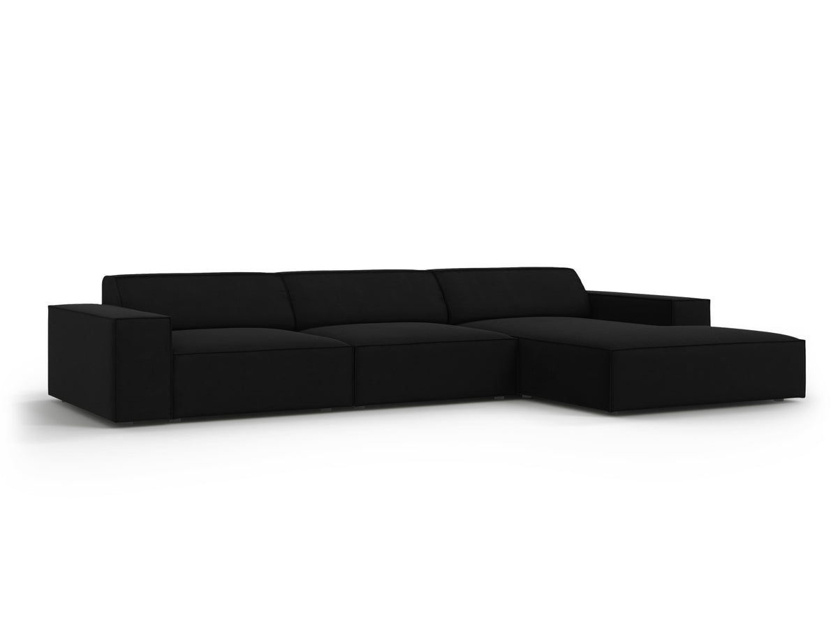 Jodie Velour modulares Ecksofa rechts 4 Sitzer in Black-Bluvel präsentiert im Onlineshop von KAQTU Design AG. L-Sofa rechts ist von Micadoni