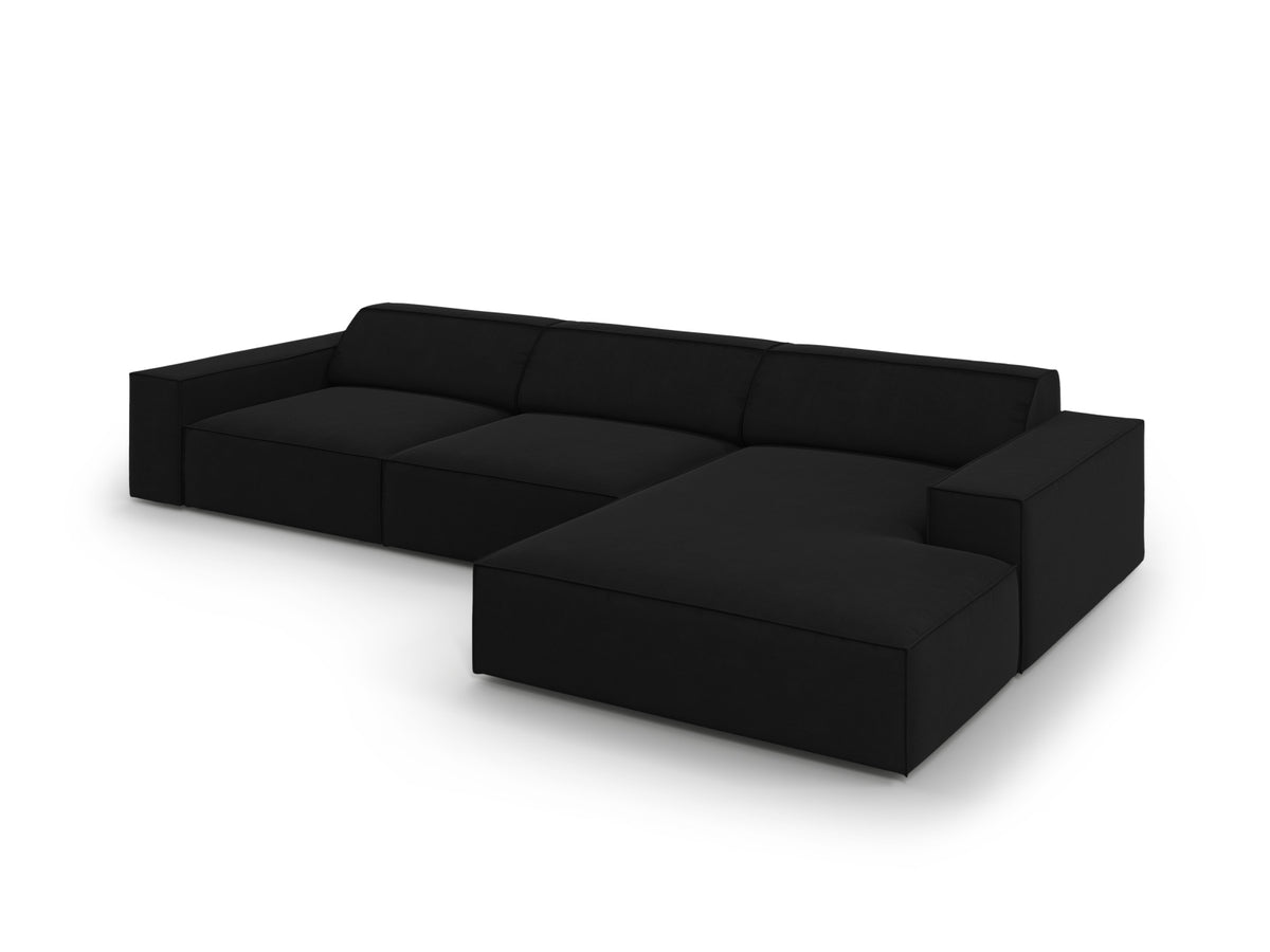 Jodie Velour modulares Ecksofa rechts 4 Sitzer in Black-Bluvel präsentiert im Onlineshop von KAQTU Design AG. L-Sofa rechts ist von Micadoni