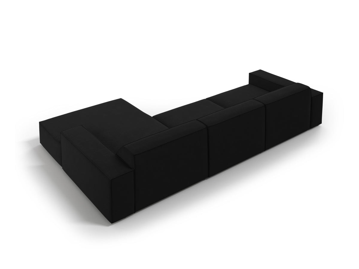 Jodie Velour modulares Ecksofa rechts 4 Sitzer in Black-Bluvel präsentiert im Onlineshop von KAQTU Design AG. L-Sofa rechts ist von Micadoni