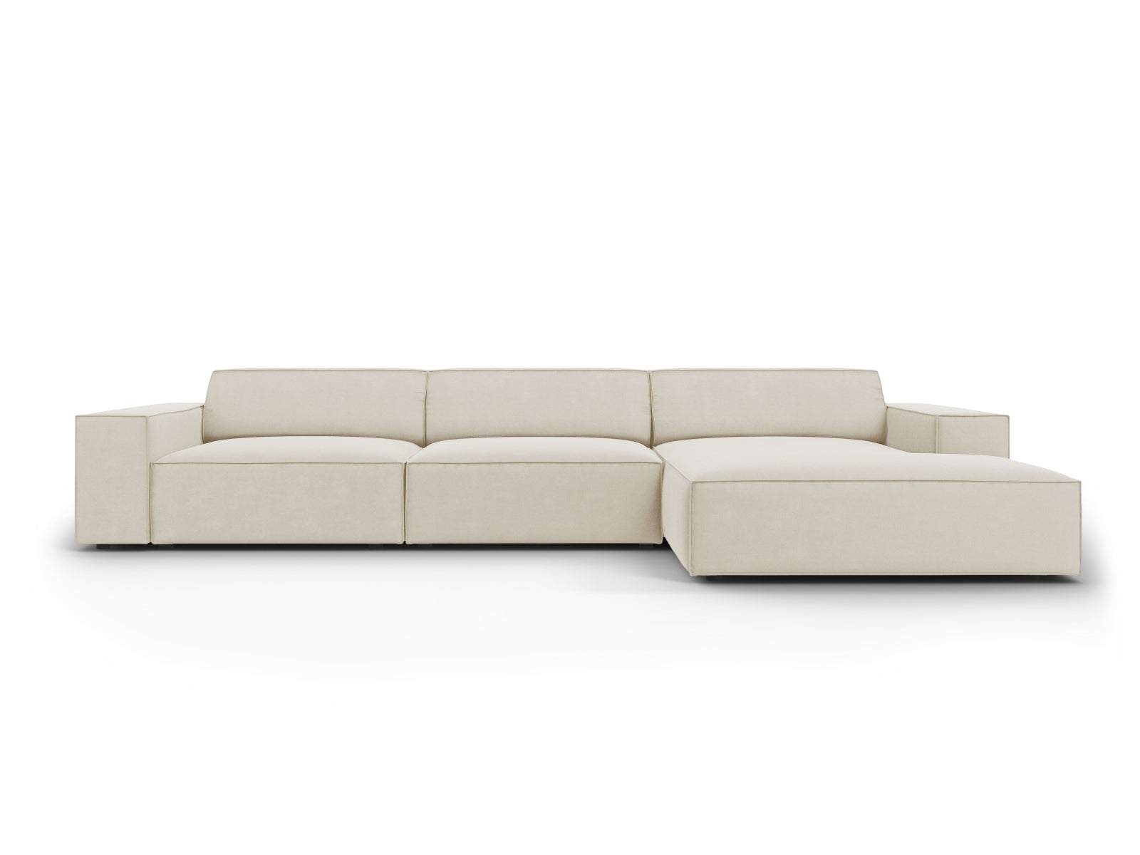 Jodie Velour modulares Ecksofa rechts 4 Sitzer in Dark Beige-Bluvel präsentiert im Onlineshop von KAQTU Design AG. L-Sofa rechts ist von Micadoni